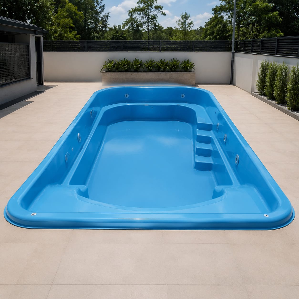 Coque de piscine en PRV pour villa de villégiature