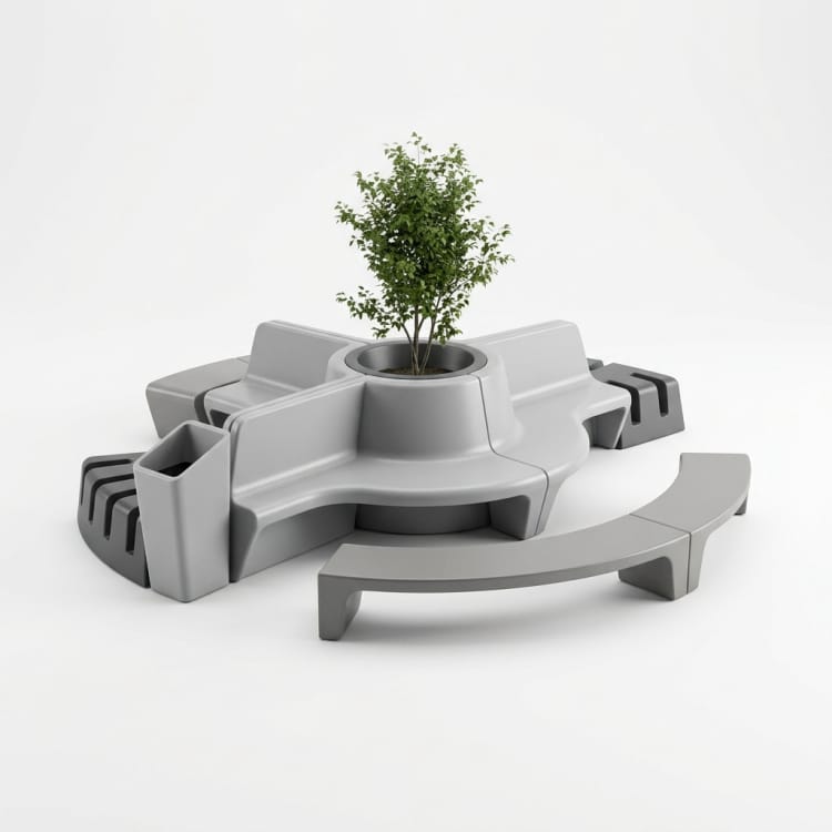 Ensemble de mobilier urbain en PRV